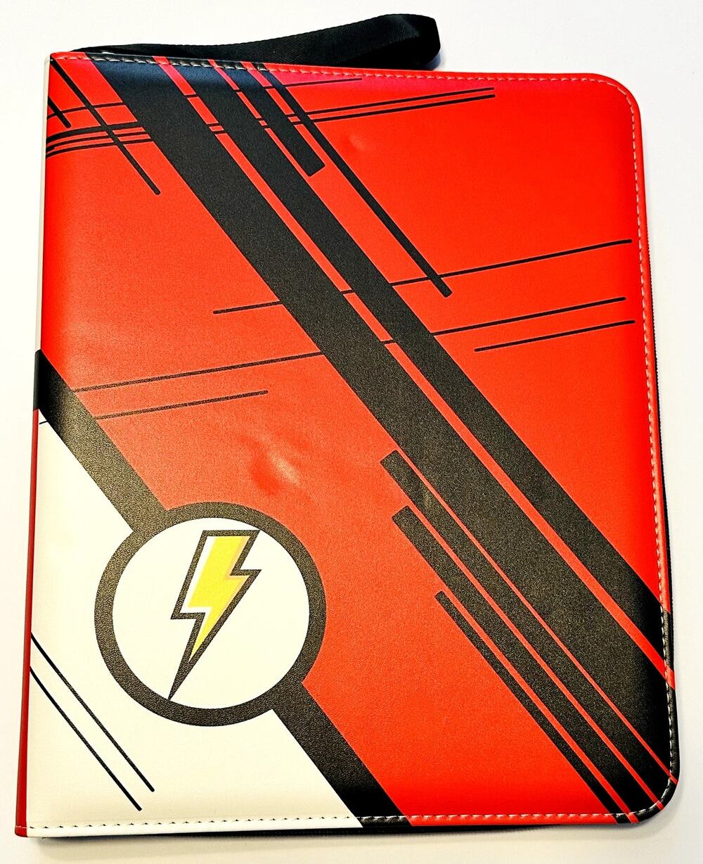 Pokemon Trading Card 3 Ring Binder Pokeball 13"x10.5" Zipper Close Black Strap